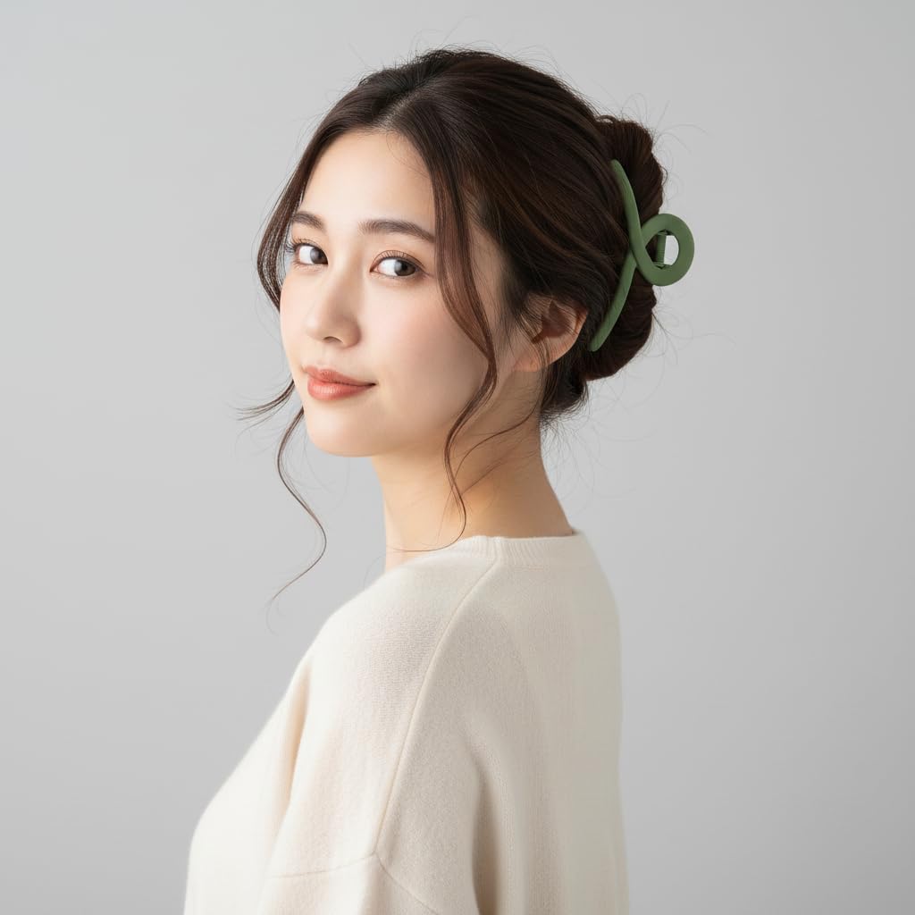 Amazon.co.jp: QinGoo 大きめ ヘアクリップ 髪留め クリップ 緑